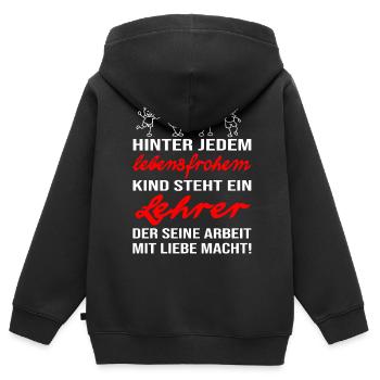 Lehrer der seinem Job liebt. Kindererziehung - Kinder Premium Organic Zip Hoodie - Schwarz - Hinten - AI Model Kid Male (0cm)