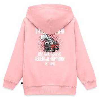 Feuerwehr Kinder Nachwuchs Feuerwehrmann - Kinder Premium Organic Zip Hoodie - Rosa - Hinten - AI Model Kid Female (0cm)