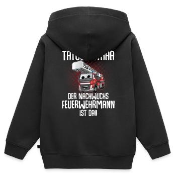 Feuerwehr Kinder Nachwuchs Feuerwehrmann - Kinder Premium Organic Zip Hoodie - Schwarz - Hinten - AI Model Kid Male (0cm)