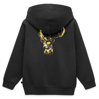 Ciervo DJ bling. Música genial y divertida animal - Sweat Premium à capuche zippé enfant bio - noir - Dos - AI Model Kid Male (0cm)