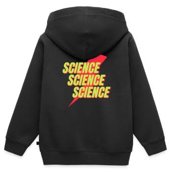 Neon-Wissenschafts-Bolzen-Design - Kinder Premium Organic Zip Hoodie - Schwarz - Hinten - AI Model Kid Male (0cm)