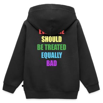 Jeder sollte gleich schlecht behandelt werden - Kinder Premium Organic Zip Hoodie - Schwarz - Hinten - AI Model Kid Male (0cm)