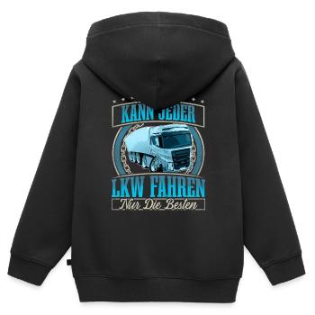 LKW Fahrer - Kinder Premium Organic Zip Hoodie - Schwarz - Hinten - AI Model Kid Male (0cm)