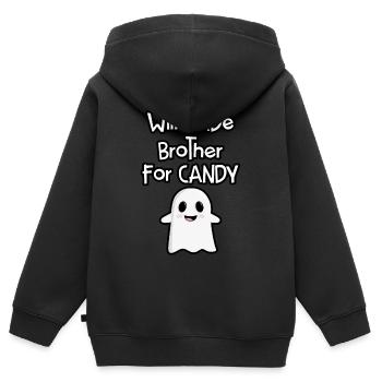 Échangera Brother contre Candy - Sweat Premium à capuche zippé enfant bio - noir - Dos - AI Model Kid Male (0cm)