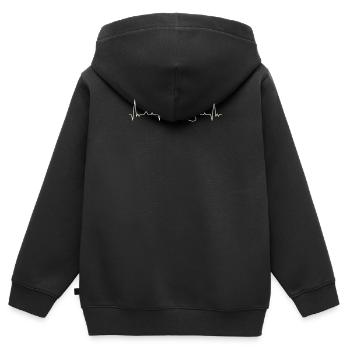 Amor Angel Trompet Horn. Corazón. Amor. Ekg. - Sweat Premium à capuche zippé enfant bio - noir - Dos - AI Model Kid Male (0cm)