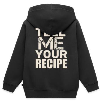 tell recipe - Kinder Premium Organic Zip Hoodie - Schwarz - Hinten - AI Model Kid Male (0cm)