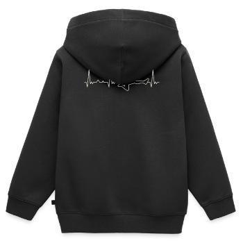 Hürden Mann rennen. Herz. Liebe. Ekg. Impuls. - Kinder Premium Organic Zip Hoodie - Schwarz - Hinten - AI Model Kid Male (0cm)