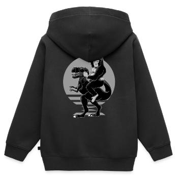 Gorilla King riding a T-Rex like Napoleon - Kids Premium Organic Zip-up Hoodie - black - Back - AI Model Kid Male (0cm)