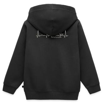 Barco de navegación. Corazón. Amor. Ekg. - Sweat Premium à capuche zippé enfant bio - noir - Dos - AI Model Kid Male (0cm)
