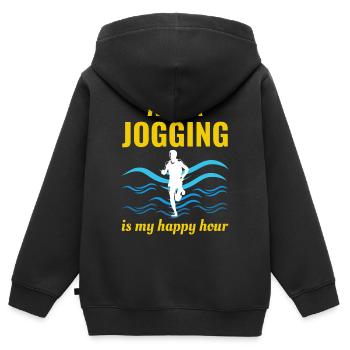 Deep Water Aqua jogging Pool Running Fitness - Sweat Premium à capuche zippé enfant bio - noir - Dos - AI Model Kid Male (0cm)