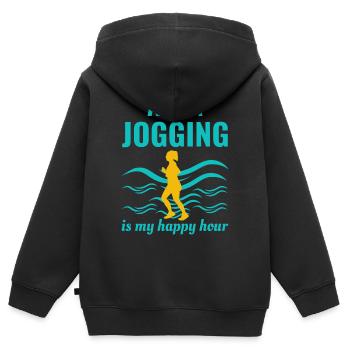 Deep Water Aqua jogging Pool Running Fitness - Sweat Premium à capuche zippé enfant bio - noir - Dos - AI Model Kid Male (0cm)