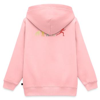 Mujer atleta corriendo niña evolución - Sweat Premium à capuche zippé enfant bio - rose - Dos - AI Model Kid Female (0cm)