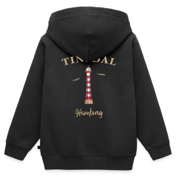 Phare de Hambourg Linsdal, Allemagne - Sweat Premium à capuche zippé enfant bio - noir - Dos - AI Model Kid Male (0cm)