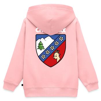 Drapeau Mignon Chamonix Mont Blanc Haute Savoie - Sweat Premium à capuche zippé enfant bio - rose - Dos - AI Model Kid Female (0cm)