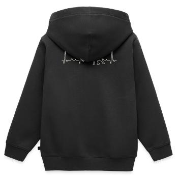 Kick Boxing Head Kick. Herz. Liebe. Ekg. Impuls. - Kinder Premium Organic Zip Hoodie - Schwarz - Hinten - AI Model Kid Male (0cm)