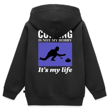 Curling Kehrfächer Winter Eissport Curler Lustig - Kinder Premium Organic Zip Hoodie - Schwarz - Hinten - AI Model Kid Male (0cm)
