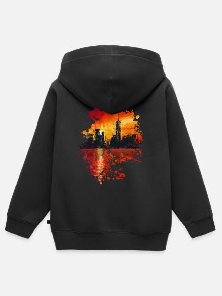 Skyline - Kinder Premium Organic Zip Hoodie - Schwarz