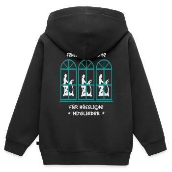 Fitnessstudio mit Fensterlosen Räumen - Kinder Premium Organic Zip Hoodie - Schwarz - Hinten - AI Model Kid Male (0cm)