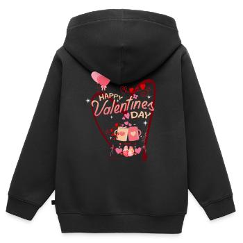 VALENTIN Frohe Valentinstage - Kinder Premium Organic Zip Hoodie - Schwarz - Hinten - AI Model Kid Male (0cm)