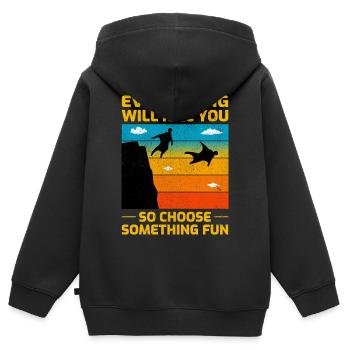 Wingsuit fliegen Base Jumping Fallschirmspringen Wingsuiting - Kinder Premium Organic Zip Hoodie - Schwarz - Hinten - AI Model Kid Male (0cm)