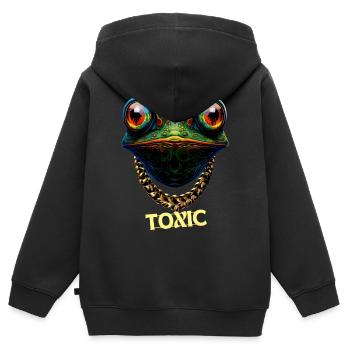 Mignonne grenouille toxique - Sweat Premium à capuche zippé enfant bio - noir - Dos - AI Model Kid Male (0cm)