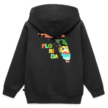 Florida Sunset Summer - Sweat Premium à capuche zippé enfant bio - noir - Dos - AI Model Kid Male (0cm)