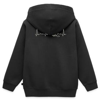 Sonnenbaden. Herz. Liebe. Ekg. Impuls. Schlagen. - Kinder Premium Organic Zip Hoodie - Schwarz - Hinten - AI Model Kid Male (0cm)