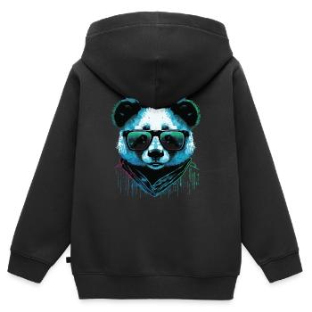 Cool Panda - Kinder Premium Organic Zip Hoodie - Schwarz - Hinten - AI Model Kid Male (0cm)