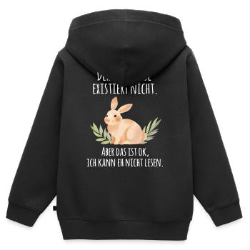 Der Osterhase existiert nicht Shirt witzig - Kinder Premium Organic Zip Hoodie - Schwarz - Hinten - AI Model Kid Male (0cm)
