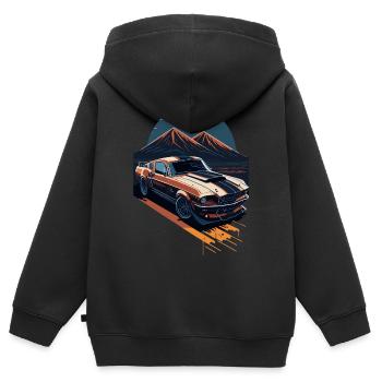 Muscle Car Power - Kinder Premium Organic Zip Hoodie - Schwarz - Hinten - AI Model Kid Male (0cm)