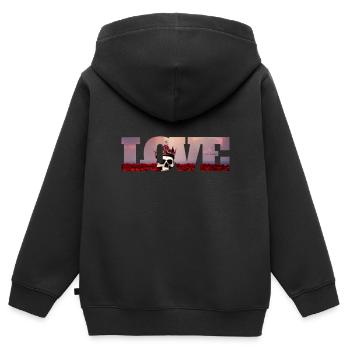 sidback unltd. - eternal love - Kinder Premium Organic Zip Hoodie - Schwarz - Hinten - AI Model Kid Male (0cm)