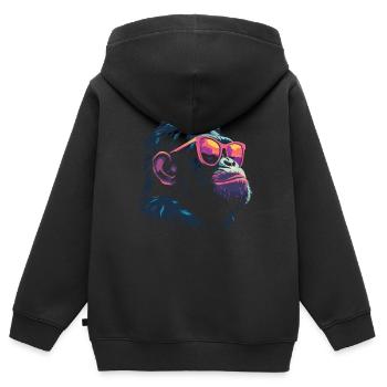 Kühle Schimpanse Sonnenbrille - Kinder Premium Organic Zip Hoodie - Schwarz - Hinten - AI Model Kid Male (0cm)