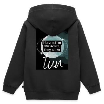 POSITIVE EINSTELLUNG MINDSET Motivation - Kinder Premium Organic Zip Hoodie - Schwarz - Hinten - AI Model Kid Male (0cm)