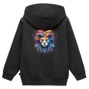 King Leon - Kinder Premium Organic Zip Hoodie - Schwarz - Hinten - AI Model Kid Male (0cm)