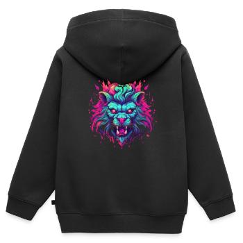 Le roi Léon - Sweat Premium à capuche zippé enfant bio - noir - Dos - AI Model Kid Male (0cm)
