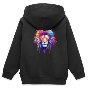 King Leon - Kinder Premium Organic Zip Hoodie - Schwarz - Hinten - AI Model Kid Male (0cm)