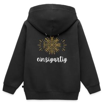 Wegweiser MOTIVATION - VEGVISIR - Kinder Premium Organic Zip Hoodie - Schwarz - Hinten - AI Model Kid Male (0cm)