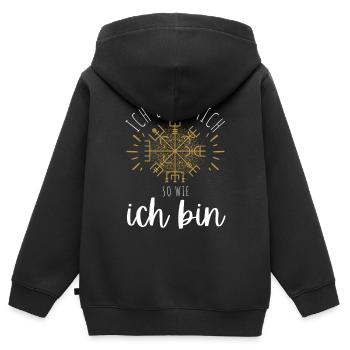Wegweiser MOTIVATION - VEGVISIR - Kinder Premium Organic Zip Hoodie - Schwarz - Hinten - AI Model Kid Male (0cm)