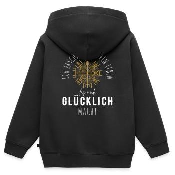 Wegweiser Motivation - VEGVISIR - Kinder Premium Organic Zip Hoodie - Schwarz - Hinten - AI Model Kid Male (0cm)