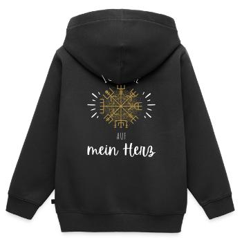 Wegweiser MOTIVATION - VEGVISIR - Kinder Premium Organic Zip Hoodie - Schwarz - Hinten - AI Model Kid Male (0cm)