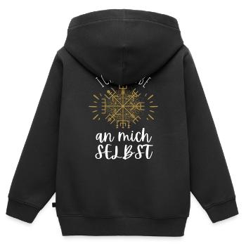 Wegweiser MOTIVATION - VEGVISIR - Kinder Premium Organic Zip Hoodie - Schwarz - Hinten - AI Model Kid Male (0cm)