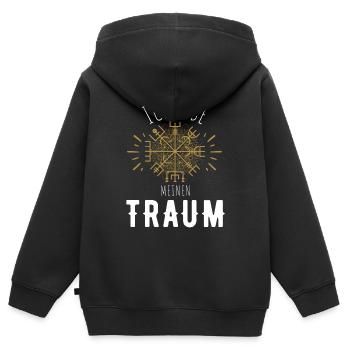 Wegweiser RUNEN Motivation - VEGVISIR - Kinder Premium Organic Zip Hoodie - Schwarz - Hinten - AI Model Kid Male (0cm)