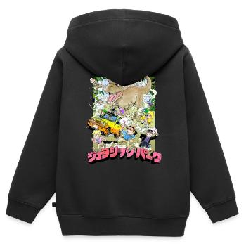Jurassic Park T-Rex Vient Style BD - Sweat Premium à capuche zippé enfant bio - noir - Dos - AI Model Kid Male (0cm)