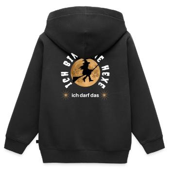 Ich bin eine HEXE ich darf das - HEXEN hexen - Kinder Premium Organic Zip Hoodie - Schwarz - Hinten - AI Model Kid Male (0cm)