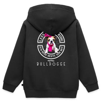 Bulldogge Bulldog Bulldoggen - Kinder Premium Organic Zip Hoodie - Schwarz - Hinten - AI Model Kid Male (0cm)