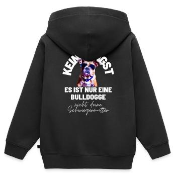 KEINE ANGST ... Bulldogge Bulldog Bulldoggen - Kinder Premium Organic Zip Hoodie - Schwarz - Hinten - AI Model Kid Male (0cm)
