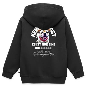 KEINE ANGST ... Bulldogge Bulldog Bulldoggen - Kinder Premium Organic Zip Hoodie - Schwarz - Hinten - AI Model Kid Male (0cm)