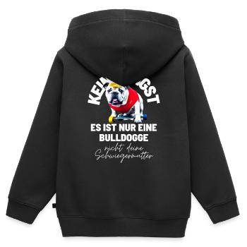 KEINE ANGST ... Bulldogge Bulldog Bulldoggen - Kinder Premium Organic Zip Hoodie - Schwarz - Hinten - AI Model Kid Male (0cm)