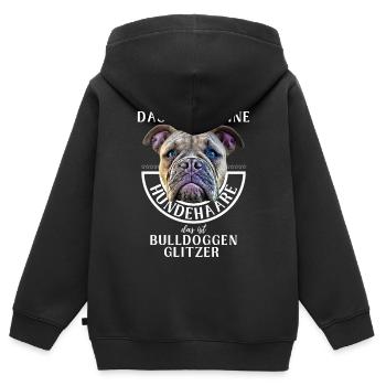 BULLDOGGEN GLITZER ...Bulldogge Bulldog Bulldoggen - Kinder Premium Organic Zip Hoodie - Schwarz - Hinten - AI Model Kid Male (0cm)