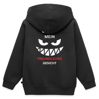 Freundliches Gesicht Grinsen - Kinder Premium Organic Zip Hoodie - Schwarz - Hinten - AI Model Kid Male (0cm)